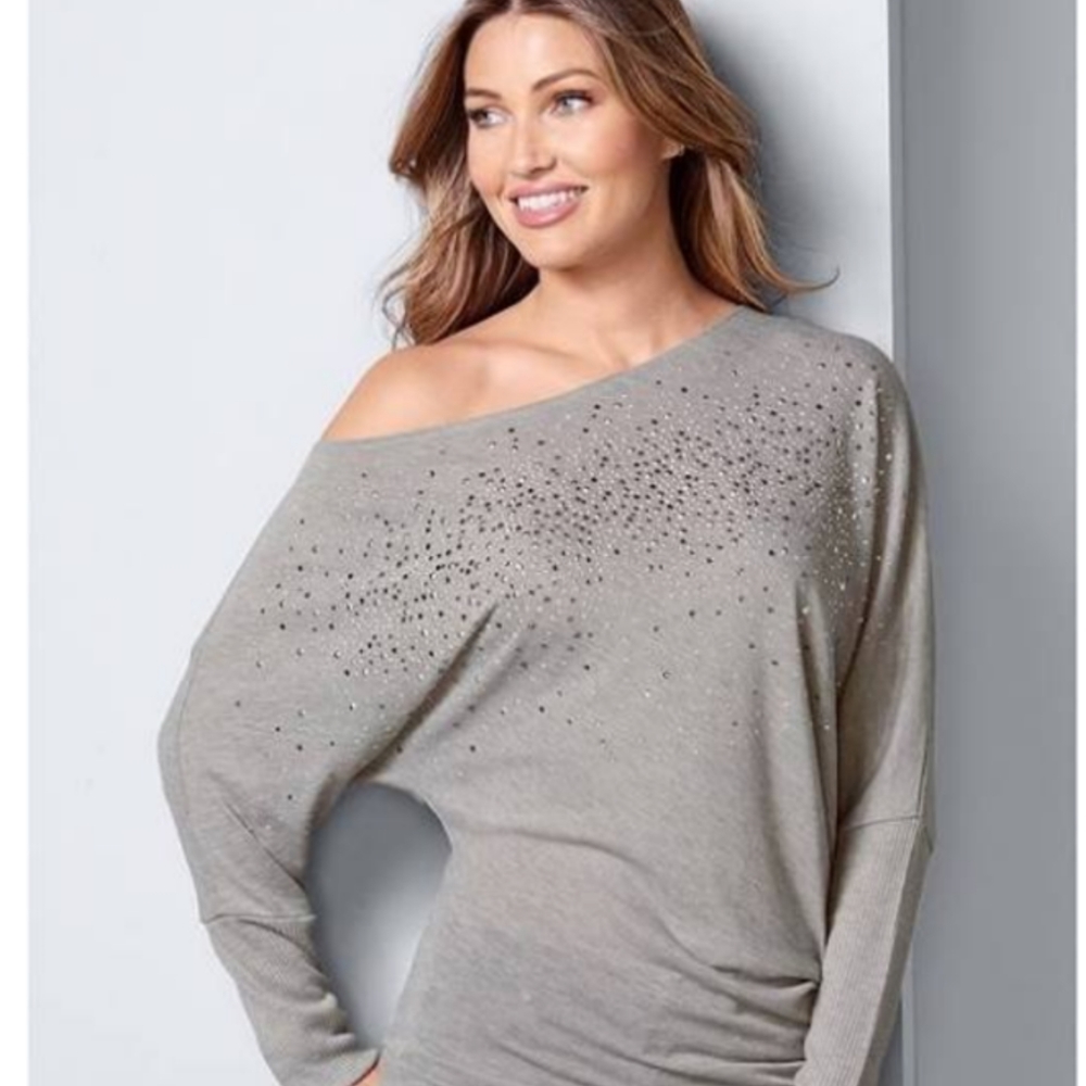 Off-the-shoulder Ribbed Top - Picture 6 of 6